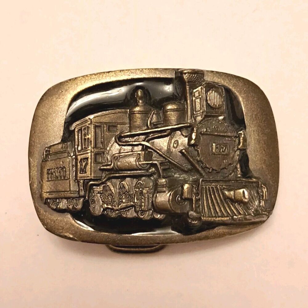 Vintage MM Limited Chicago USA Brass Belt Buckle Locomotive Train 1983 Heavy